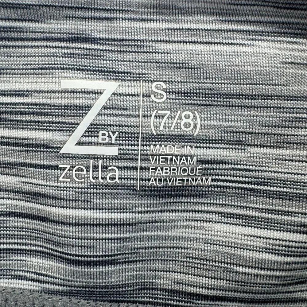 Z by Zella Leggings Girls Small 7/8 Gray Heather Wide Waistband Pull on Stretch